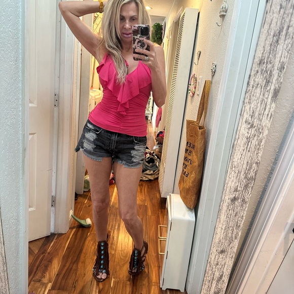 Pink Ruffled Women's Top Bebe vintage XS - Picture 14 of 14